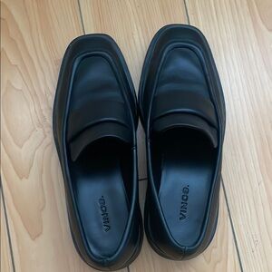 Vince Black Robin Leather Slip-On Loafers